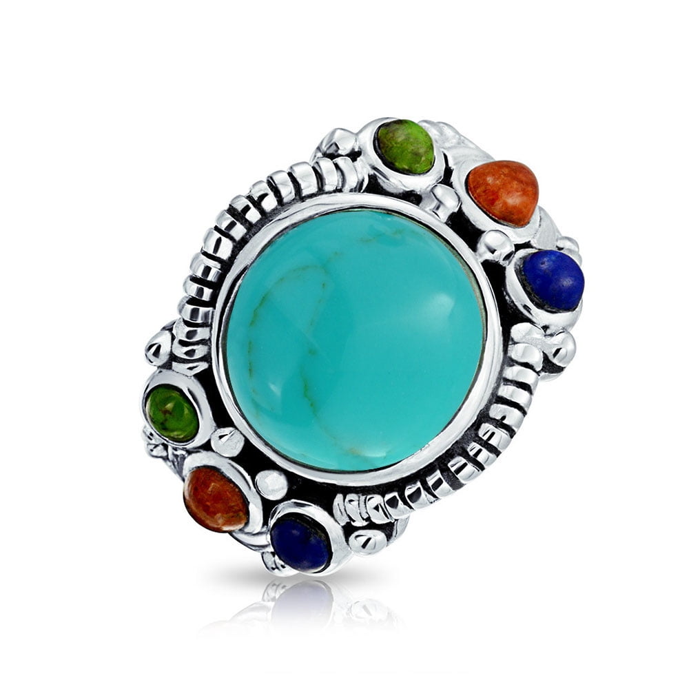 Real Gemstones Round cabochon Turquoise Ring 925 Silver Blue Turquoise Real Gemstones Ring Most Jewellery Good Seller Gift for Anniversary Most Rings