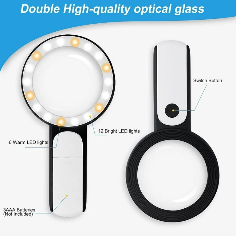 Magnifying Glass with Light Busatia LED Illuminated Magnifier with 3X 45x High Magnification Lightweight Handheld Magnifying Glass for Reading