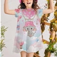 thumbnail image 2 of Vestido de manga corta con estampado de elefante pequeño para niña de 2 a 7 años, vestido infantil, vestido de princesa de verano para niña, vestido de fiesta 5T Gao Jinjia LED, 2 of 2