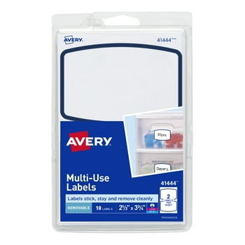 Avery Multi-Use Labels,White with Blue Border, 2-1/2" x 3-3/4", Removable, 10 Labels (44444)