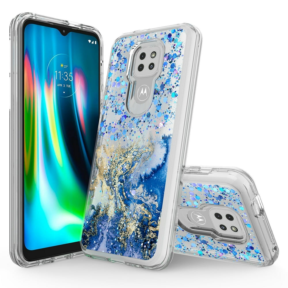Moto G Play 2021 Phone Case, Rosebono Hybrid Bling Glitter Sparkle