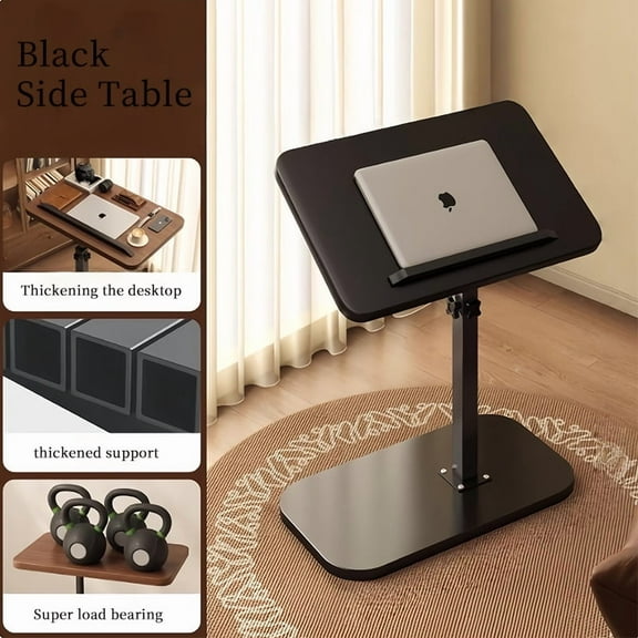 High - Quality Adjustable Side Table Black : 17.52"-29.92"H, 15.75"x11.81" Thickened Top, 15KG, Great for Small Spaces & Reading/Work