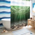 thumbnail image 5 of No Hook Shower Curtain, Dark Green Ocean Waves Shower Curtains for Bathroom with See Through Top Window, Summer Beach Coastal Abstract Waterproof & Washable Bath Curtain Stall 48"x72", 5 of 9