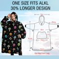 thumbnail image 4 of Oversized Wearable Blanket Hoodie,Black Colorful Skull Mushroom Pattern Sherpa Blanket Hoodie with Super Pockets,Super Warm Fuzzy Pullover for Women & Men, 4 of 6
