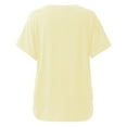 thumbnail image 4 of Yellow Womens Tops Short Sleeves V Neck Plain Color Soft Loose Fitting Summer T Shirts Women Shirts for Women, 4 of 5