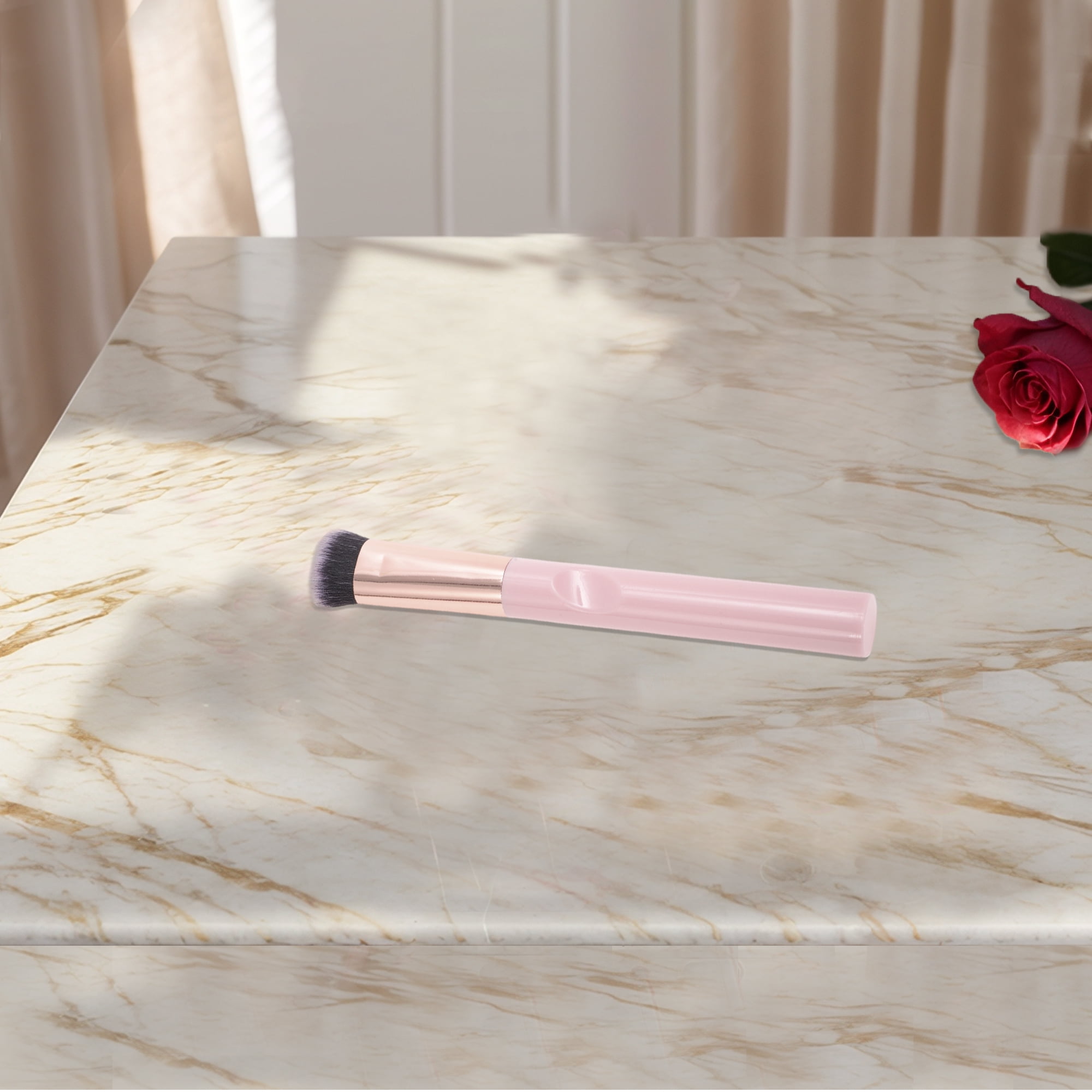 Unique Bargains 1 Pc Durable Straight-angle Foundation Brush Pink