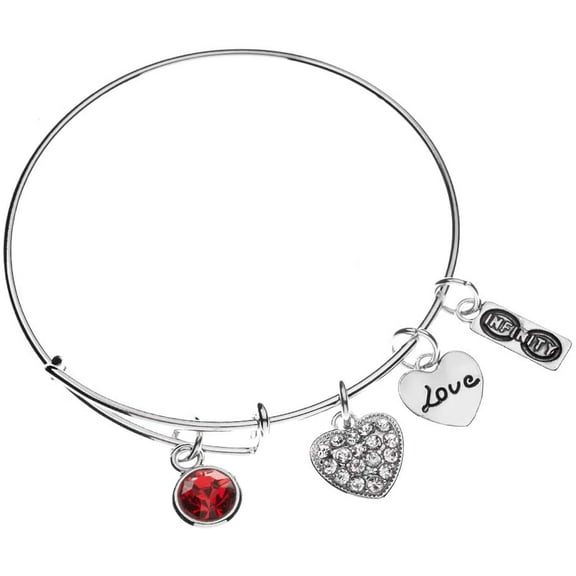 Birthstone Bracelet, Birthstone Jewelry, Birthstone Charm Bracelets, Birthstone Bangle Bracelet, for Women and Girls (January)