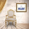 thumbnail image 3 of Fab Funky  32x26 Gold Ornate Wood Framed with Double Matting Museum Art Print Titled - London Skyline Watercolour Splash Blue, 3 of 4