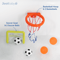 thumbnail image 4 of Jool Baby Bath Time Sports Set for Toddler, Kids Bath Toys – Includes Basketball Hoop with 2 Basketballs & Soccer Net with 2 Soccer Balls, 4 of 9
