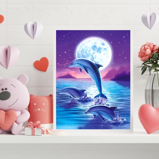 Kit De Pintura Por Números De Delfín – Lienzo De 40x50cm, Pinturas Acrílicas Y Pinceles Para Adultos Y Niños, Decoración Del Hogar