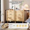thumbnail image 4 of SOLAURA 6 Drawer Double Rattan Dresser, Wooden Large Storage Cabinet with Metal Handles for Bedroom Living Room Hallway, Natural, 4 of 7