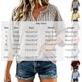 thumbnail image 3 of VBVC Women's Gingham V Neck Blouse, Ladies' 3/4 Sleeve Summer Tunic Top, Casual Loose Fit Checkered Shirt For Women, Wine , S-3XL, 3 of 7