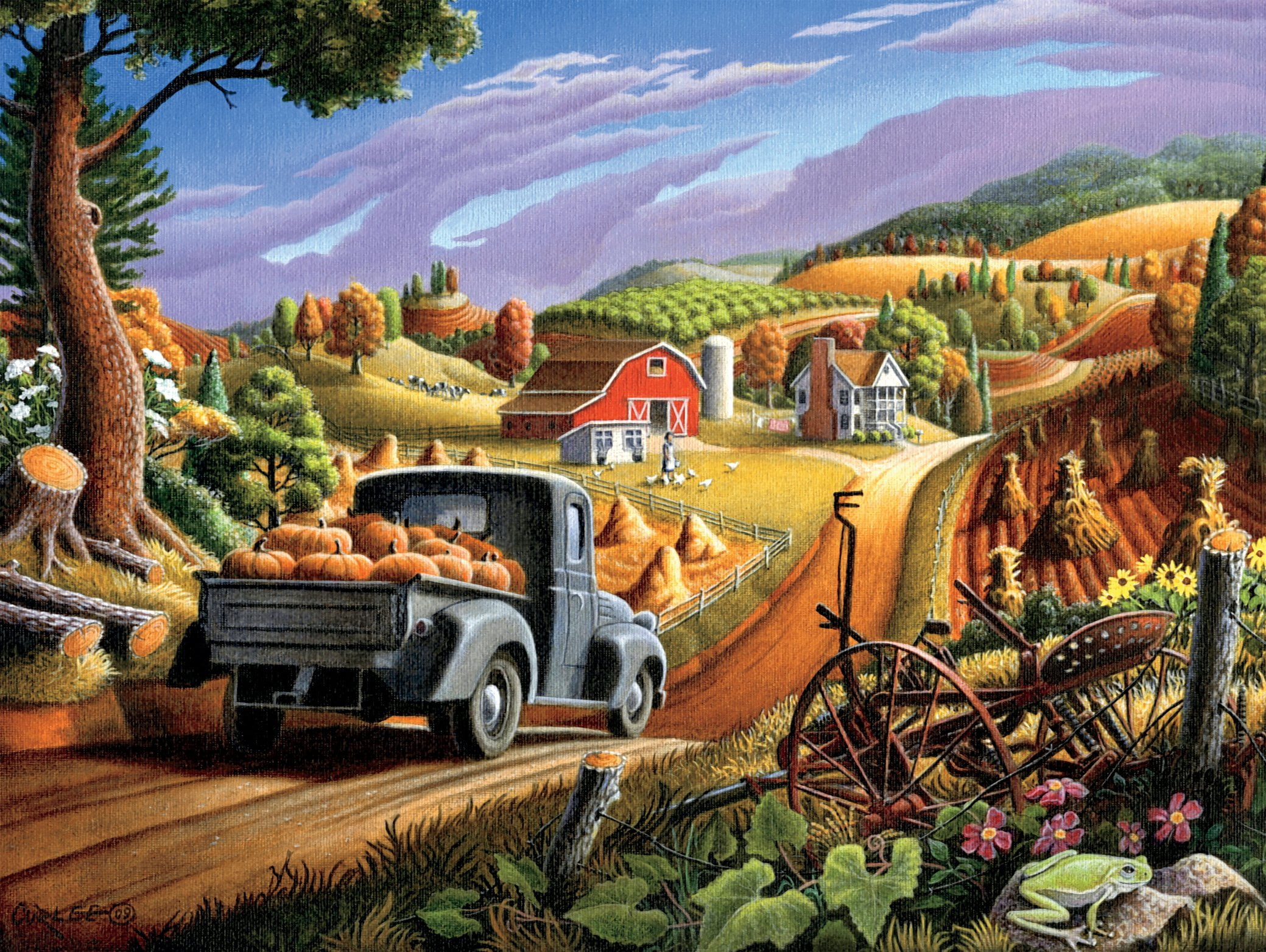 Ceaco - Walt Curlee - Pumpkins - 300 Piece Jigsaw Puzzle