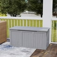 thumbnail image 5 of 67 Gallon Outdoor Wooden Deck Box, Patio Outdoor Storage Box, Solid Wood Storage Box for Patio Furniture Cushions, Pool Toys and Garden Tools, Grey, 5 of 9