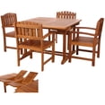 thumbnail image 2 of All Things Cedar TD72-20-W 5-Piece Teak Extension Patio Table Arm Chair Set | White Cushions - 50L x 50W x 29H, 2 of 8