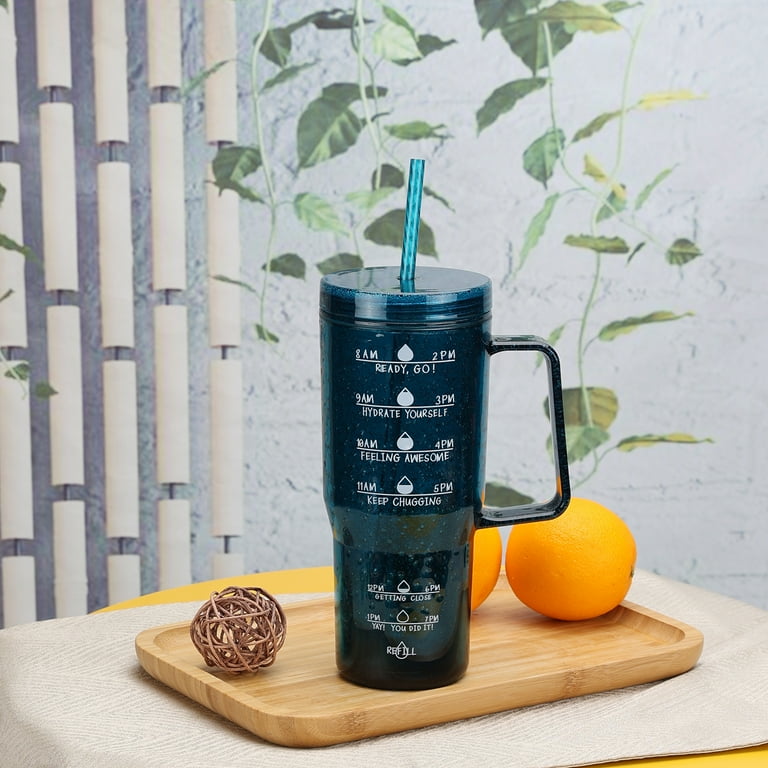 Mainstays 30 oz Blue Bubble Pattern Tumbler with Handle - Walmart.com