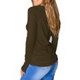 thumbnail image 4 of Women's Long Sleeved  Thumb Hole T-Shirt Crew Neck Plain Shirts Casual Ruched Tee Tops, 4 of 4
