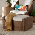 thumbnail image 4 of bali & pari Derris Bohemian Peanut Brown Braided Rattan Footstool, 4 of 8
