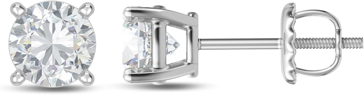 Eternaldia IGI Certified Lab Grown Diamond Solitaire Stud Earrings with 14k Gold/Diamond Stud Earrings for Women with Screw back post/Diamond Color-F, Clarity VS1-VS2 (White Gold 0.50Ct)