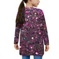 thumbnail image 3 of BFHHYA Girls' Sequin 3D Print Cardigan Lightweight Long Sleeve Open Front Jacket with Pockets, for Indoor Activities & Birthday Parties(5-14Y), 3 of 7