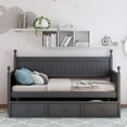 thumbnail image 5 of Harper & Bright Designs Solid Wood Twin Bed with Storage Daybed with Three Drawers Storage Twin Size Daybed Gray, 5 of 8