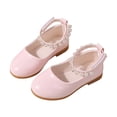 thumbnail image 4 of Splozh Dress Shoes Big Kid Girls Heels Girls Dress Shoes Soft Stylish Pearl Girls Sandals Flower Girl Shoes Wedding Church Pink,US 12, 4 of 7