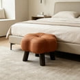 thumbnail image 5 of Hyknon Small Foot Stool Ottoman, Floral Round Faux Leather Wood Leg Foot Rest for Couch, Under Desk Pouf Footstool Footrest for Living Room Bedroom, Entryway Padded Household Seating Stool, Coffee, 5 of 7