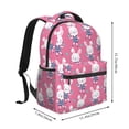 thumbnail image 2 of Xecao Rabbit Holding Flowers Backpack, a stylish and functional choice for both men and women, is the perfect basic bookbag for college, work, or travel, 2 of 5