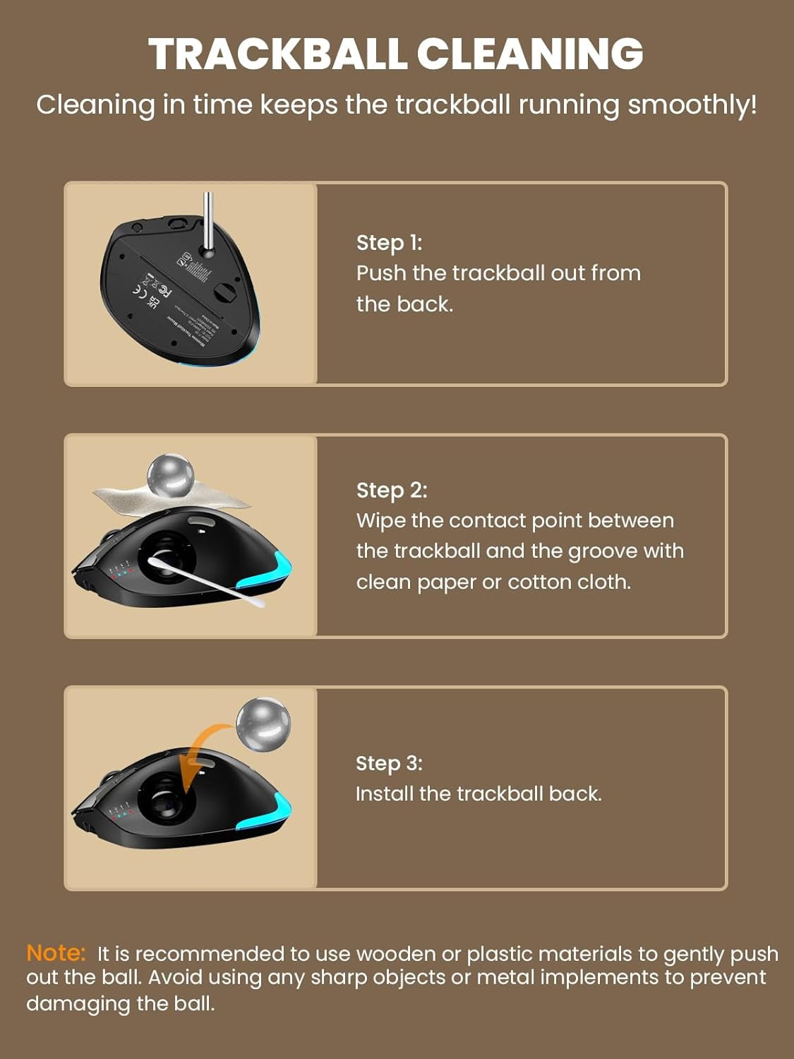 Ergonomic Wireless Trackball Mouse, Adjustable Angle, Thumb Control, Quiet Click, Rechargeable, Multi-Device Bluetooth & USB, for Windows Mac-Black Ball
