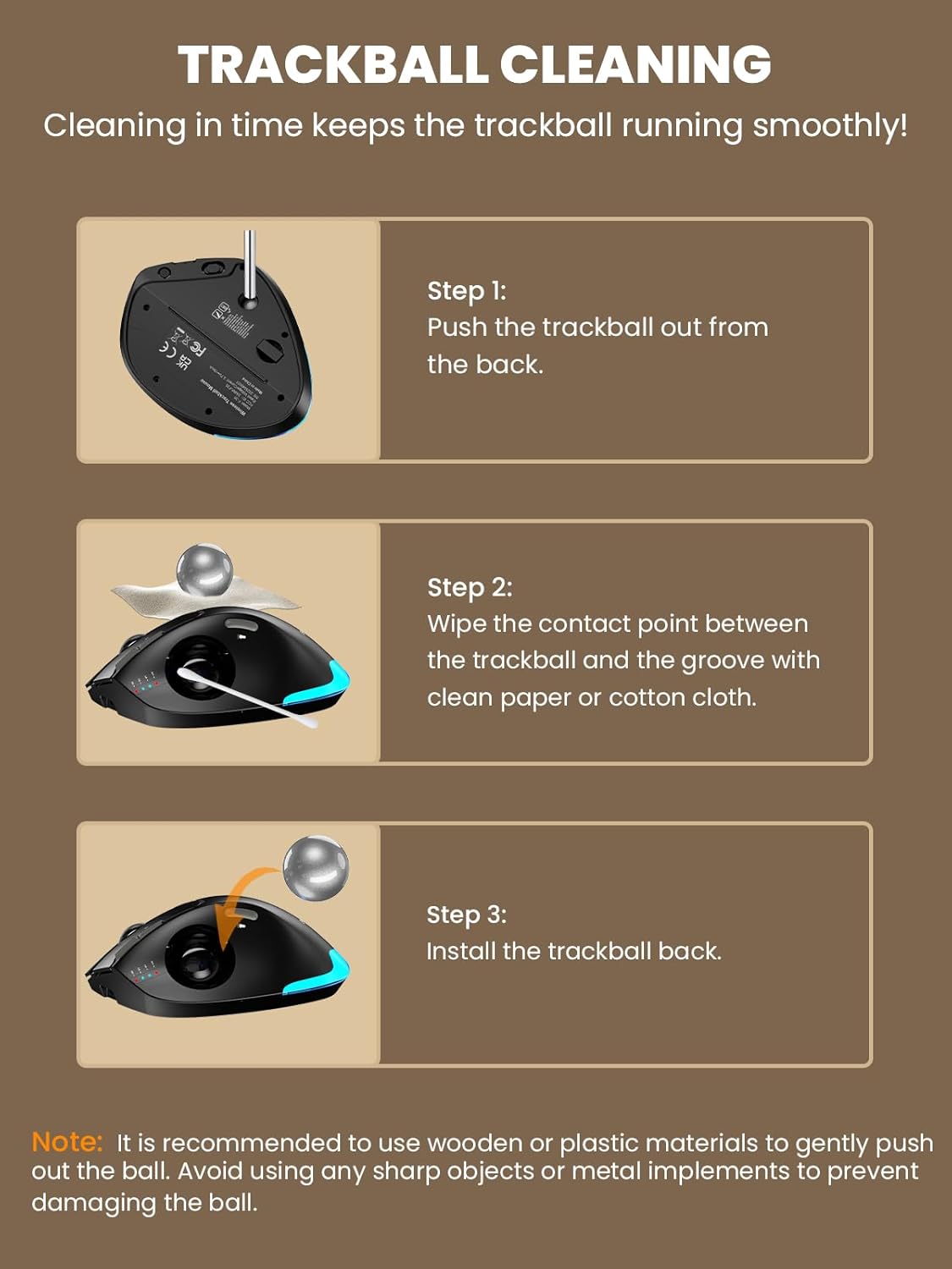 Wagpak Ergonomic Wireless Trackball Mouse with Bluetooth photo 3