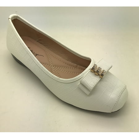 

Victoria K Snake Skin Texured Rhinestones Double Bow Wedge Flats (Women)