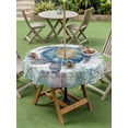 thumbnail image 3 of Outdoor Tablecloth with Umbrella Hole and Zipper, Sea Turtle Coastal Round Table Cloth 54 Inch Waterproof Tablecloth, Blue Green Summer Beach Coral Wooden Picnic Table Cover for Patio Camping, 3 of 7