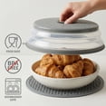 thumbnail image 5 of 2 in 1, Microwave Splatter Cover for Food & Silicone Placemat, Collapsible & Vented Plate & Dish Cover, BPA Free Splatter Guard Lid, Trivet Pot Holders for Kitchen, Grey, Knox Home & Health, 5 of 6