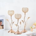 thumbnail image 2 of Gold Crystal Candle Holder, Iron Flower Shaped Candlestick Small Vintage Candlestick Set for Table Centerpiece,M, 2 of 5