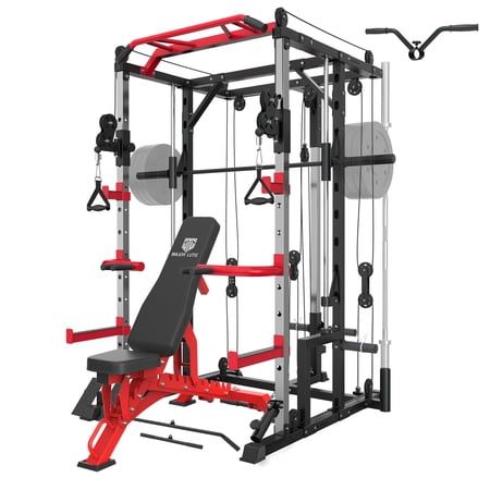 MAJOR LUTIE Smith Machine, SML02 1600 LBS Power Cage with Crossover Cable Machine and LAT Pulldown for Home Gym Smith Rack and Cage(2022 Upgraded)