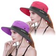 thumbnail image 1 of maskred 2 Pcs Chapeaux de Pêcheur pour Femmes Protection Queue de Cheval Chapeau de Soleil Large Bord No.2, 1 of 6