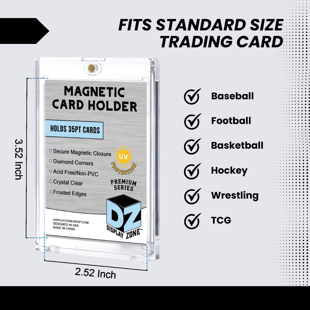 (Box 25) Display Zone 35pt Magnetic Trading Card Holder One-Touch up to 35pt Thickness - Baseball Sports Card UV Protector Case