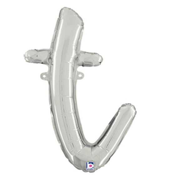 24 inch Script Letter T Silver (Air-Fill Only) Betallic Foil Mylar Balloon - Party Supplies Decorations