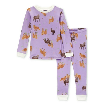 Burt's Bees Baby Organic Cotton Baby & Toddler Long Sleeve Pajama Set, 2-Piece, Sizes 12 Months-5T