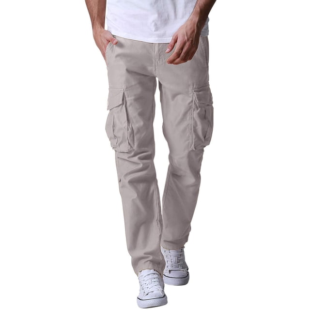 Pantalones Cargo Match para Hombre, Corte Recto y Holgado, Color Albaricoque Oscuro
