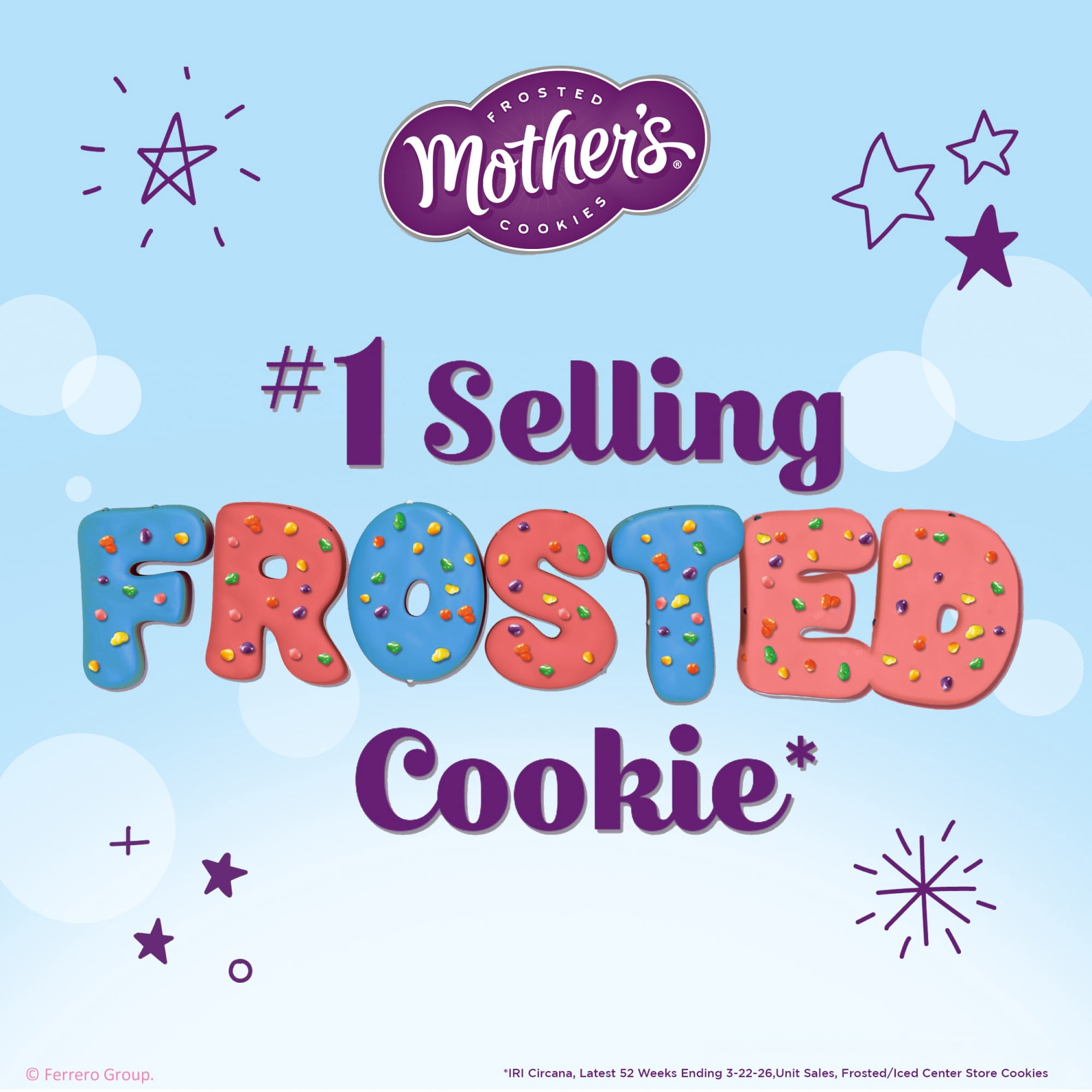 Mother’s x NERDS Sweet & Tangy Frosted Cookies, Shortbread Cookies topped with Rainbow NERDS Candy, Resealable Bag, 9 oz