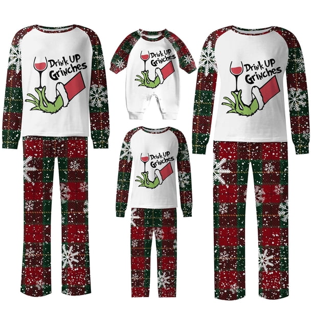 Pijamas navideños a juego Grinch - TKing Fashion 2024 Nuevos conjuntos de pijamas navideños familiares a juego Grinch, pijamas navideños navideños para parejas, adultos y niños, 8 Años