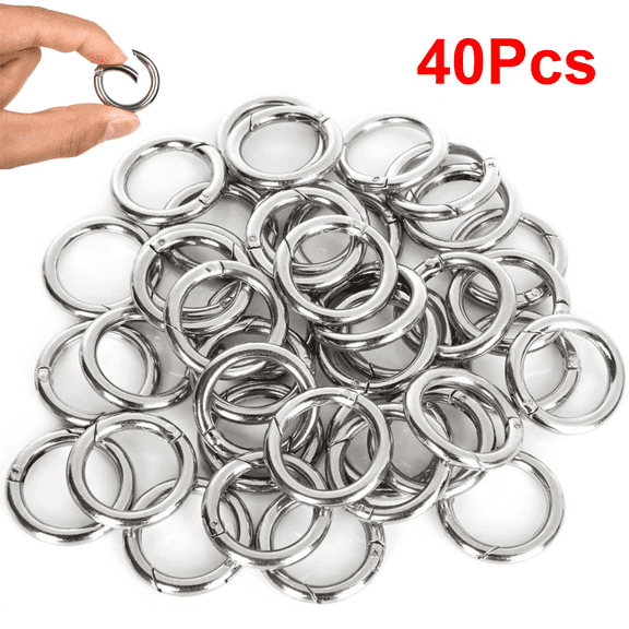 40Pcs Round Carabiners Clips Metal Trigger Spring O Rings Snap Hooks DIY Charms Accessory for Keychains Bags Purses Crafts Making