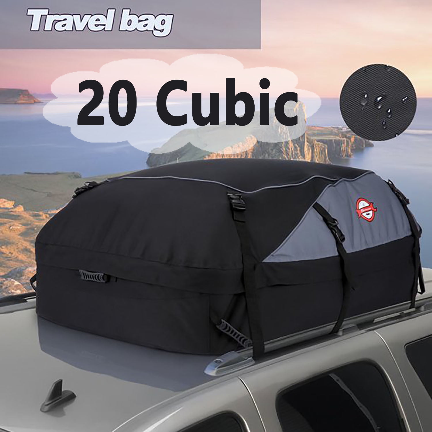 Thickened - 20 Cubic 20 Cubic Car Cargo Roof Bag Easy to Install Soft Rooftop Luggage Carriers with Wide Straps 20 Cubic Feet Waterproof Duty Car Roof Top Carrier 