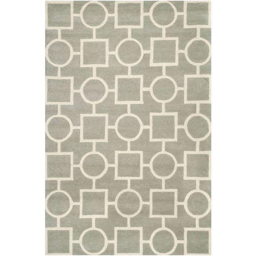 Safavieh Chatham Collection CHT725E Handmade Geometric Premium Wool Area Rug Grey 8'9 x 12' Ivory