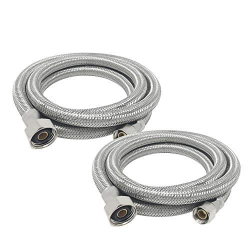 PROCURU 60" Length x 3/8" Comp x 1/2" FIP Faucet Hose Connector, Braided Stainless Steel Supply Line, Lead Free (60", 2-Pack)