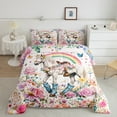 thumbnail image 2 of jejeloiu Farm Animal Horse Full Size Comforter Sets,Colorful Flower Bedding Comforter Set,Graffiti Rainbow Bedding Sets For Girls,Super Cozy Room Decor Reversible,3 Pieces, 2 of 8