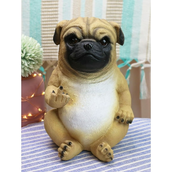 Feisty Pooch Rude Fat Pug Puppy Dog Flipping The Bird Figurine Guest Greeter