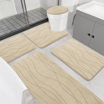 ChakmeOne Bathroom Rugs Sets 5 Piece, Khaki Bathroom Rug Soft Absorbent Microfiber Bath Mats and U-Shaped Contour Toilet Rug, Non-Slip Machine Wash Dry for Floor Tub and Shower