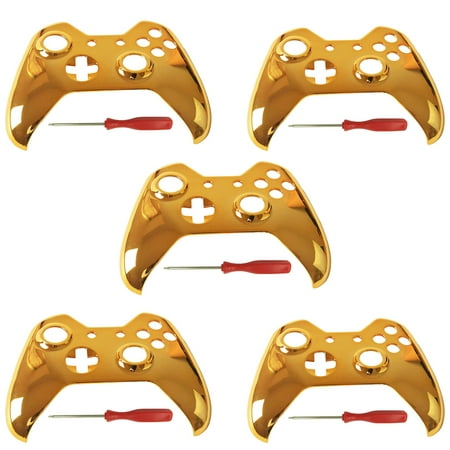 5Pcs Chrome Golden Replacement Housing Front Shell Case Cover for Xbox One Controller - Gold